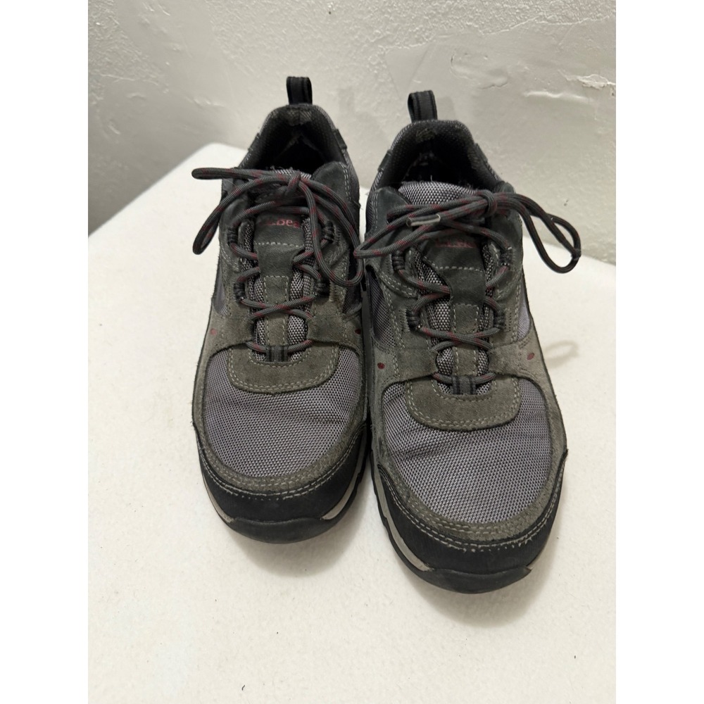 LL Bean Mens Trail Model 4 Hiking Shoes Gray Red Low Top Size 9 Medium Gorpcore